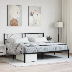 Metal Bed Frame Black Powder-Coated Steel Super King