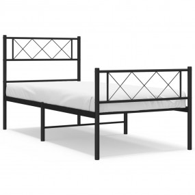 Metal Bed Frame Black Powder-Coated Steel Single, 31.5x...