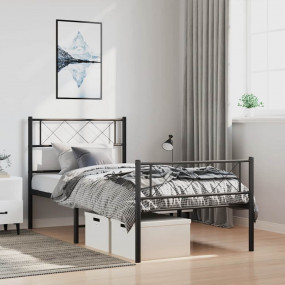 Metal Bed Frame Black Powder-Coated Steel 39.4 x 74.8 i...