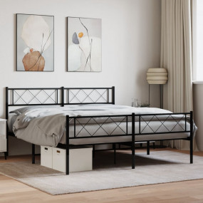 Metal Bed Frame Black Powder-Coated Steel Small Double