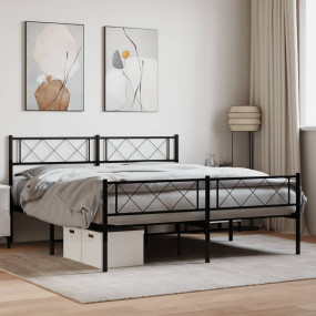 Metal Bed Frame Black Powder-Coated Steel Full Metal Be...