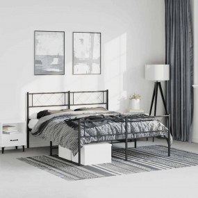 Metal Bed Frame Black Powder-Coated Steel Double Bed