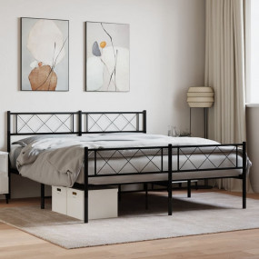 Metal Bed Frame Black Powder-coated steel 55.1 x 74.8 i...