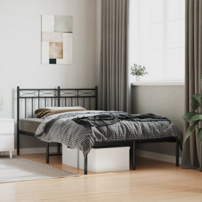 Bed Frame Black Powder-Coated Steel Double Bed Frame