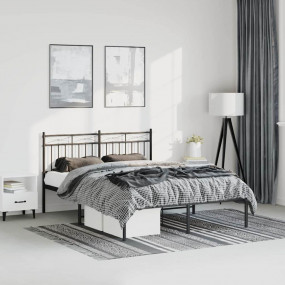 Bed Frame Black Steel Full Bed Frame Rectangular Tradit...