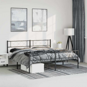 Metal Bed Frame Black Powder-Coated Steel 72 x 84 in