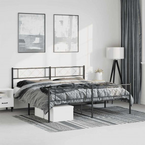 Metal Bed Frame Black Powder-Coated Steel 76.0 x 80.0 i...