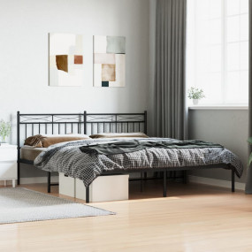 Bed Frame Black Powder-Coated Steel Super King Bed Fram...