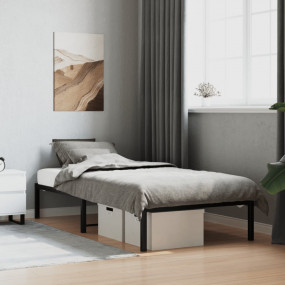 Bed Frame Black Steel Twin Bed Frame Rectangular Modern