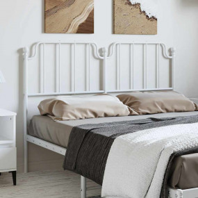 Headboard White Powder-coated steel Tall Double Bed