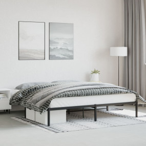 Bed Frame Black Steel Double Bed Frame Rectangular Mode...