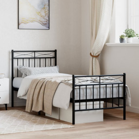 Bed Frame Black Powder-Coated Steel Single Bed Frame