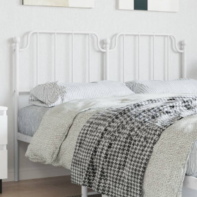 Headboard White Powder-Coated Steel Tall Double Bed
