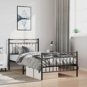 Bed Frame Black Steel Twin Bed Frame Rectangular Modern