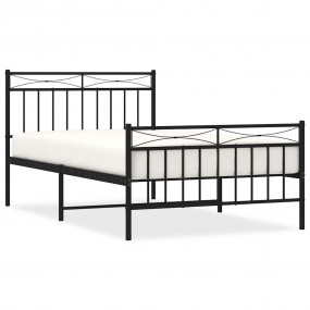 Bed Frame Black Powder-Coated Steel Twin Bed Frame Rect...