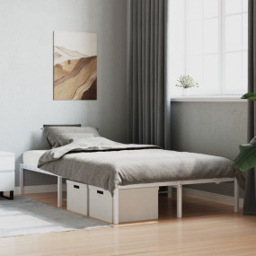 Bed Frame White Steel Full Bed Frame Rectangular Modern
