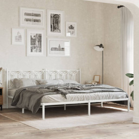 Bed Frame White Steel Full Bed Bed Frame Rectangular Mo...