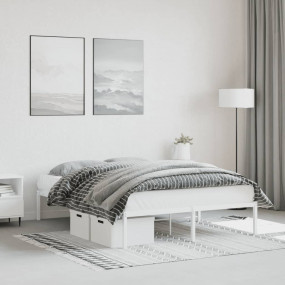 Bed Frame White Steel Double Sturdy Bed Frame Rectangul...