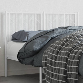 Headboard White Steel Tall Double Bed Durable Metal Hea...