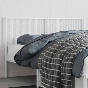 Headboard White Steel Tall Double Durable Rectangular