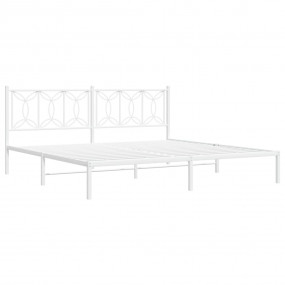 Bed Frame White Steel Full Bed Frame Rectangular Modern