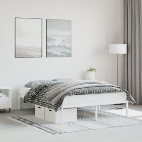 Bed Frame White Steel Full Bed Frame Rectangular Modern