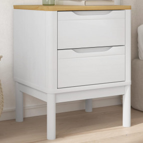 Bedside Cabinet White Solid Pine Wood Small Bedside Cab...