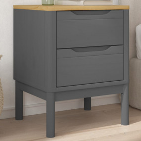 Bedside Cabinet Grey Solid Pine Wood 17.7 x 15.4 x 22.4...