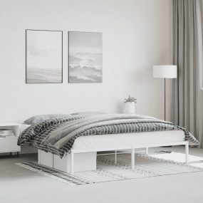 Bed Frame White Steel Double Durable Bed Frame Rectangu...