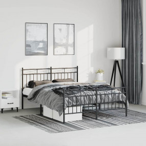 Bed Frame Black Powder-Coated Steel Double Bed Frame
