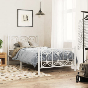Bed Frame White Steel Twin Bed Frame Rectangular Modern