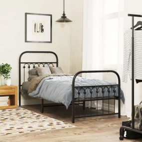 Bed Frame Black Steel Small Single Bed Frame Rectangula...