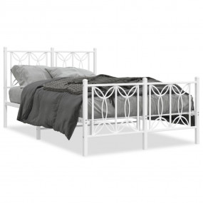 Bed Frame White Steel 47.2 x 78.7 in Bed Frame Rectangu...