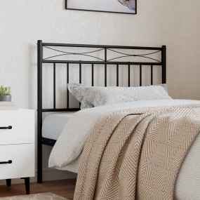 Headboard Black Powder-Coated Steel Tall Single Headboa...