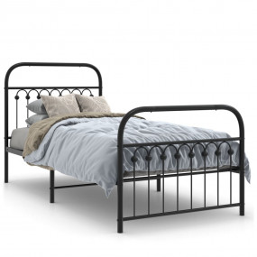 Bed Frame Black Steel 35.4x78.7 in Bed Frame Rectangula...