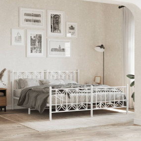 Bed Frame White Steel Super King Bed Frame Rectangular ...