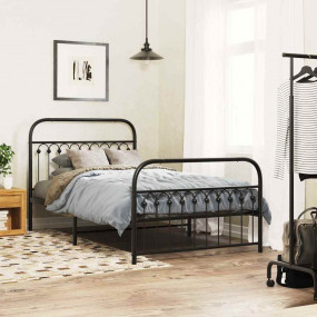 Bed Frame Black Steel 42.1x80.0 in Durable Bed Frame