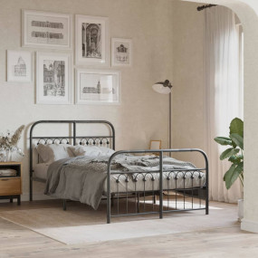 Bed Frame Black Steel Small Double Bed Frame Rectangula...
