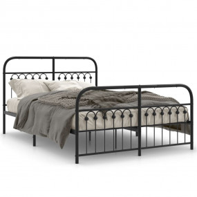 Bed Frame Black Steel Full Bed Frame Rectangular Durabl...