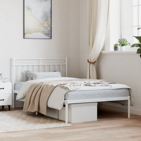Bed Frame White Powder-Coated Steel 42.1 x 79.9 in Bed ...