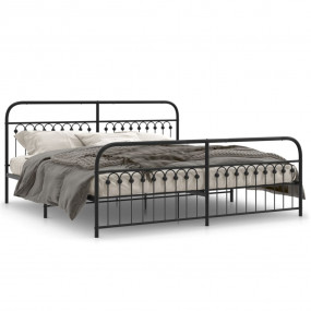Bed Frame Black Steel 79 x 79 in Bed Frame Rectangle