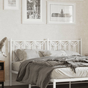 Bed Frame White Steel Standard Double Decorative Inlays