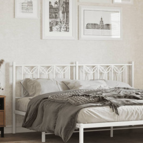 Bed Frame White Steel 71 in Durable Bed Frame Rectangul...