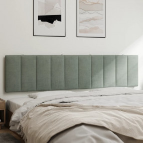 Headboard Cushion Light Grey Velvet, Foam 76 in Removab...