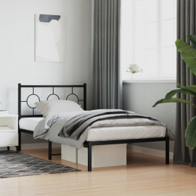 Bed Frame Black Powder-Coated Steel 39.4 x 78.7 in Bed ...