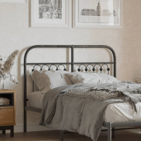 Headboard Black Steel 47.2 in Durable Headboard Rectang...