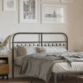 Headboard Black Steel Tall Double Classic/Traditional H...
