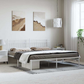 Bed Frame White Steel 76 x 80 in Bed Frame Rectangular ...
