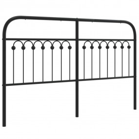 Headboard Black Steel Tall Double Decorative Inlays