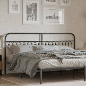 Headboard Black Steel Tall Double Durable Headboard